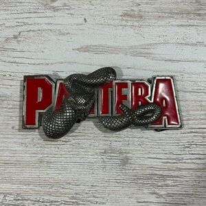 Pantera Silver and Red Belt Buckle